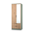 Jago-tall-2-door-2-draw-mirrored-wardrobe-green from Roseland Furniture