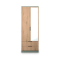 Jago-tall-2-door-2-draw-mirrored-wardrobe-green from Roseland Furniture
