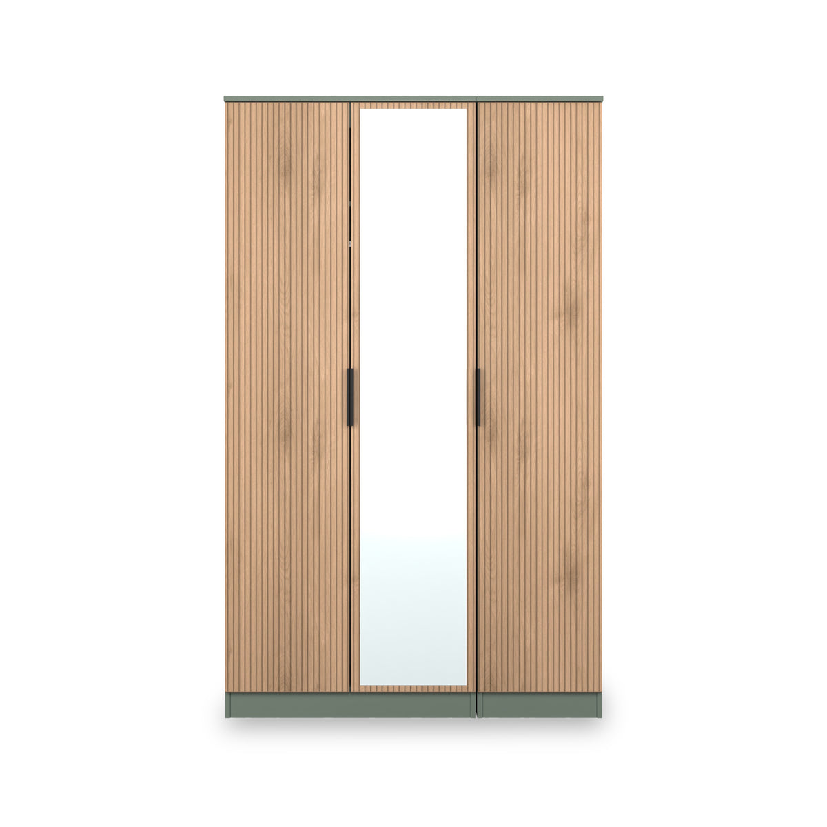 Jago-tall-3-door-mirrored-wardrobe-green from Roseland Furniture