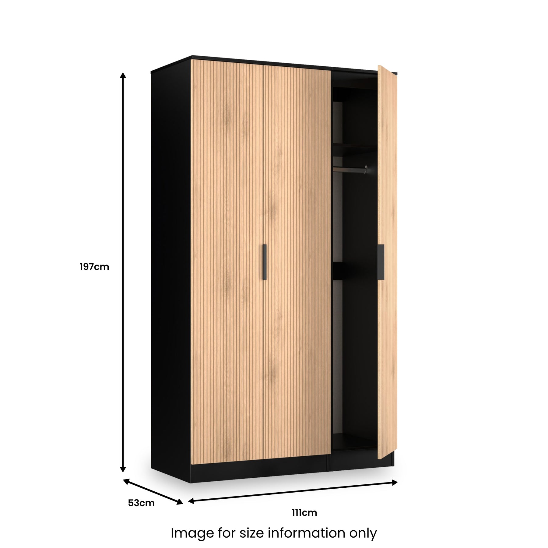 Jago-tall-3-door-wardrobe-black from Roseland Furniture