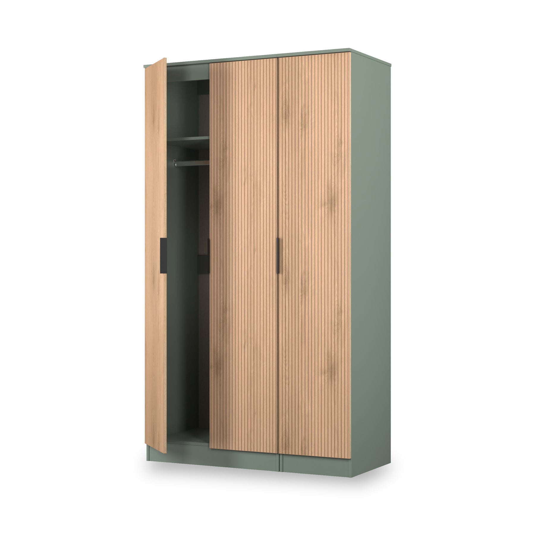 Jago-tall-3-door-wardrobe-green from Roseland Furniture