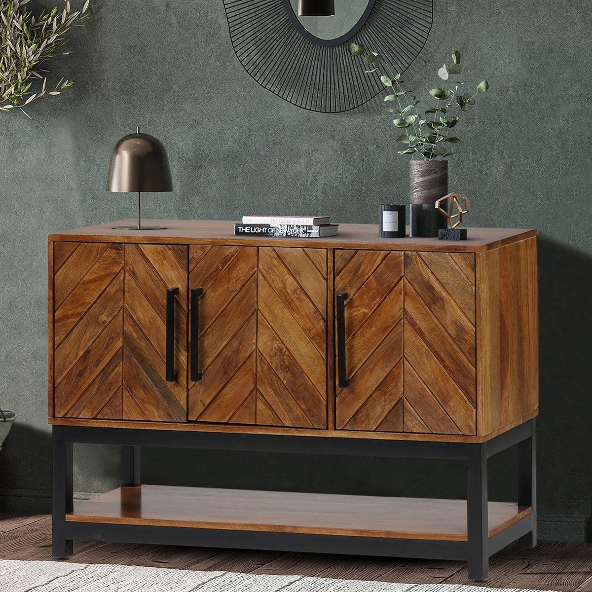 Loric Parquet Mango Wood Console Table
