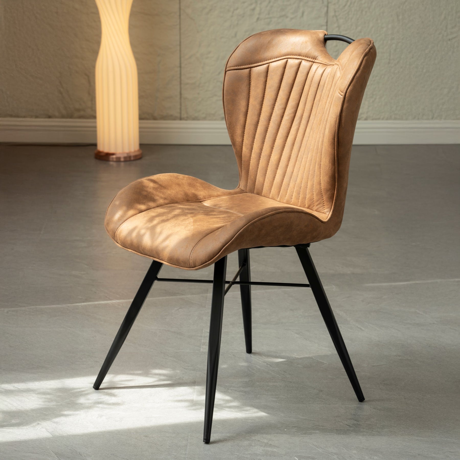 Peran Soft Faux Leather Camel Dining Chair from Roseland Furniture