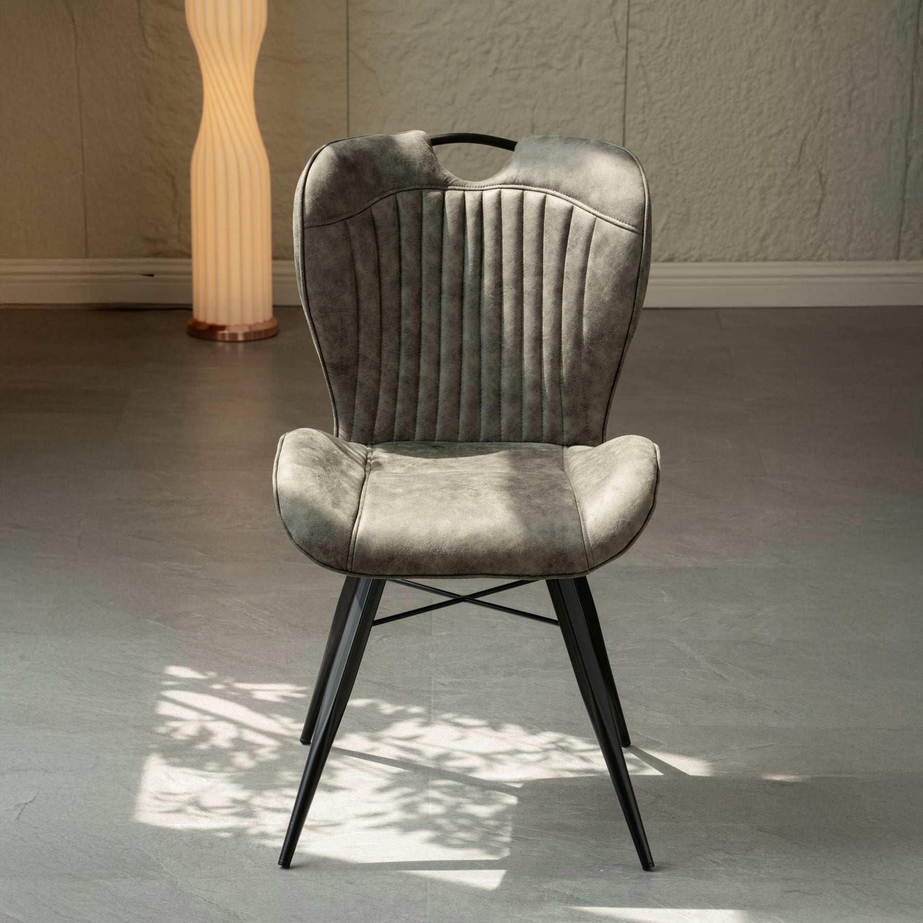 Peran Soft Faux Leather Grey Dining Chair from Roseland Furniture