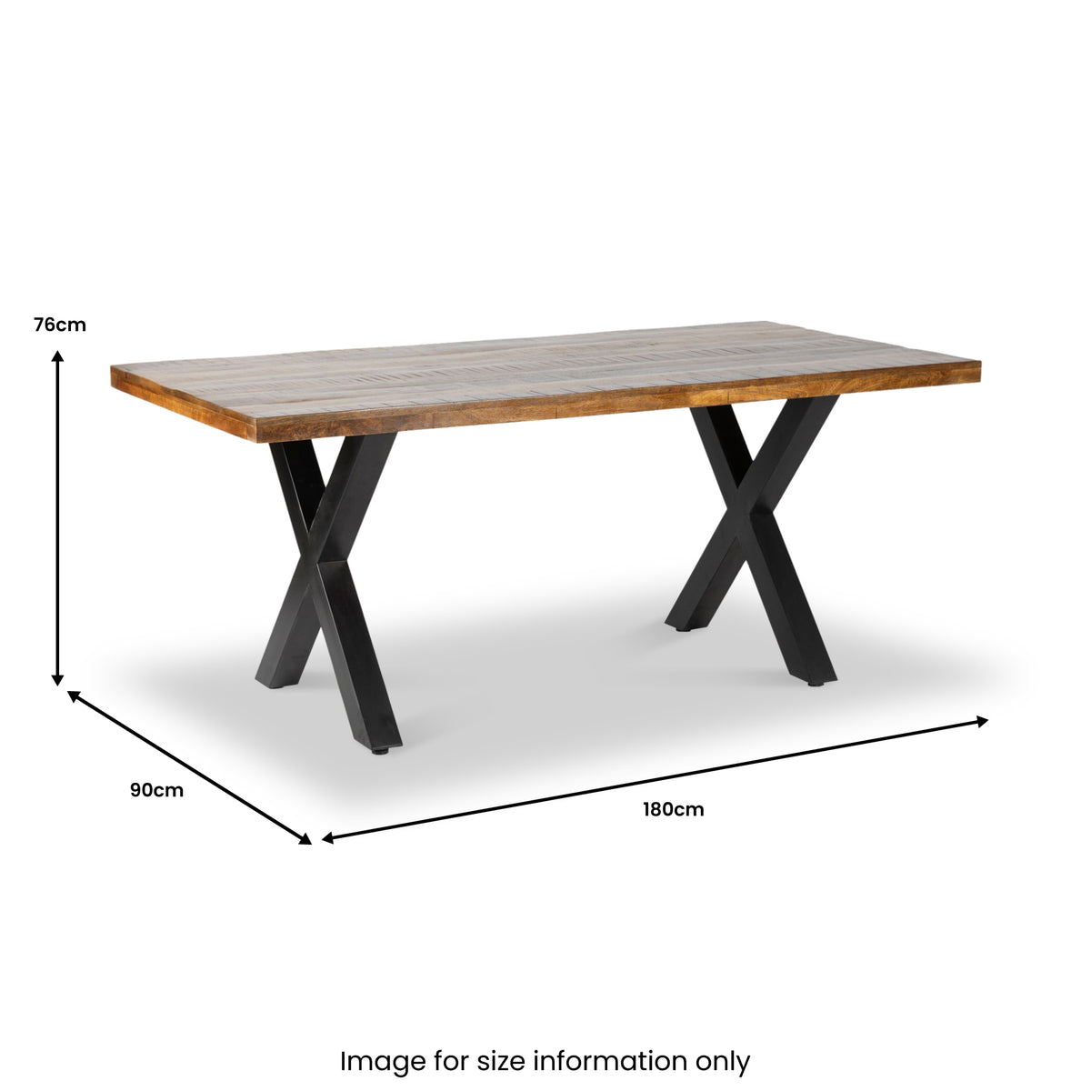 Benjin 180cm Mango Wood Dining Table dimensions