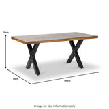 Benjin 180cm Mango Wood Dining Table dimensions