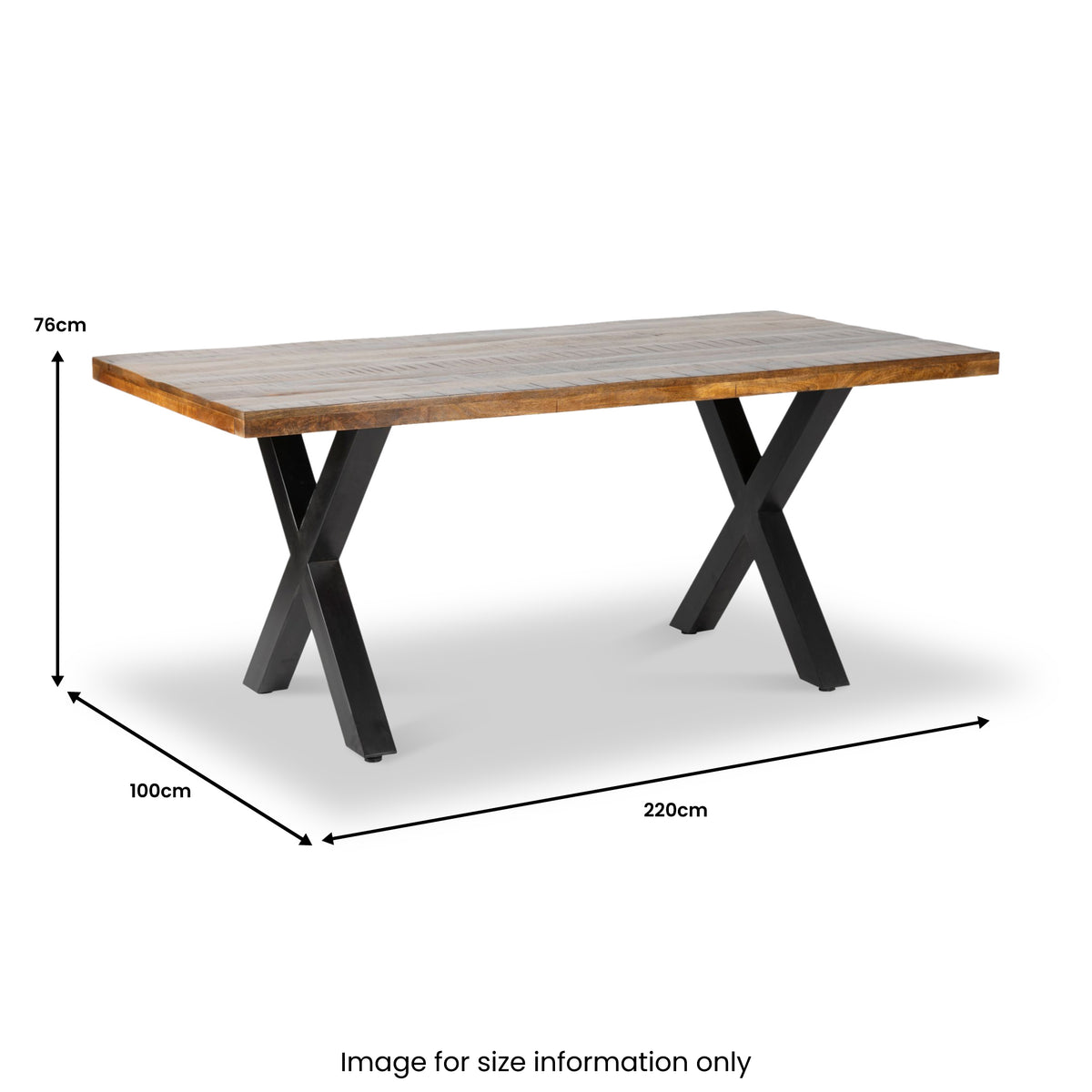 Benjin 220cm Mango Wood Dining Table dimensions
