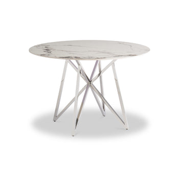 Carla White 120cm Sintered Stone Round Dining Table