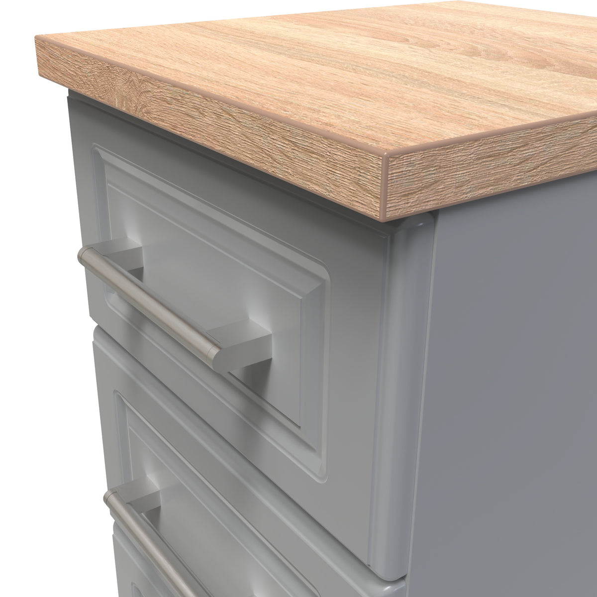 Talland Grey 3 Drawer Bedside Cabinet by Roseland Furniture