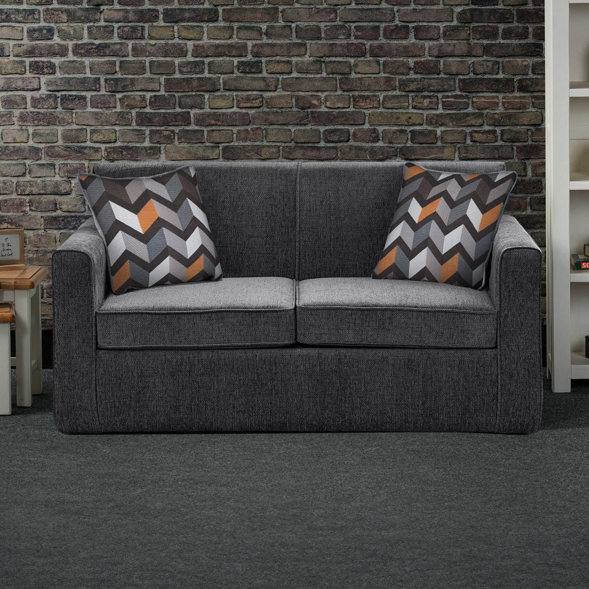 Bawtry Charcoal Faux Linen 2 Seater Sofabed with Charcoal Scatter Cushions from Roseland Furniture