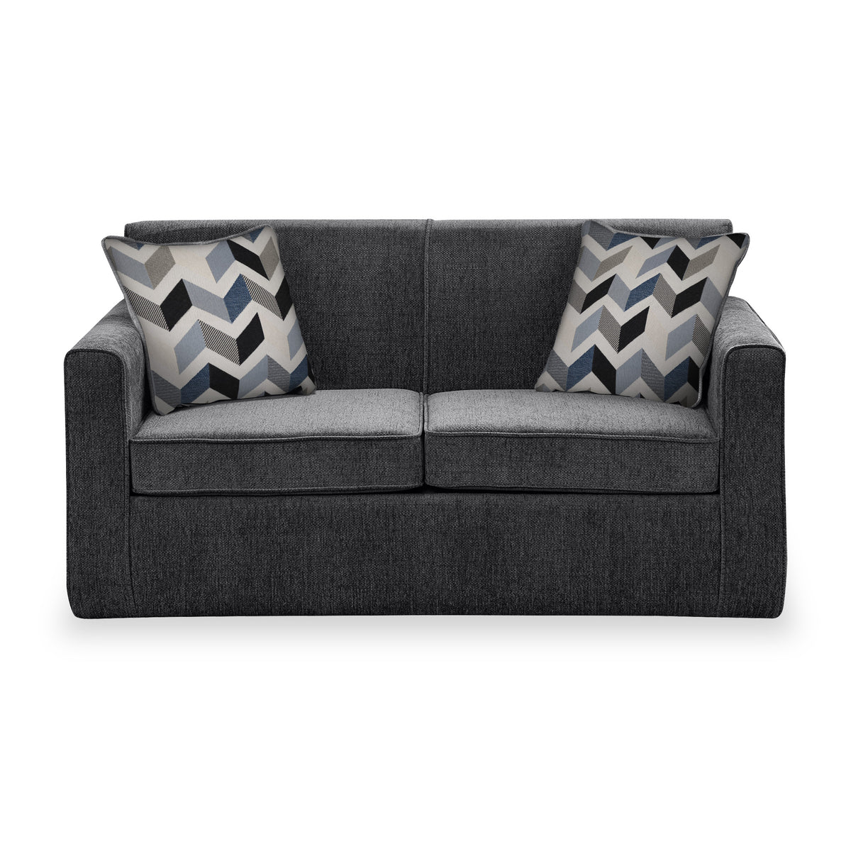 Bawtry Charcoal Faux Linen 2 Seater Sofabed with Denim Scatter Cushions from Roseland Furniture
