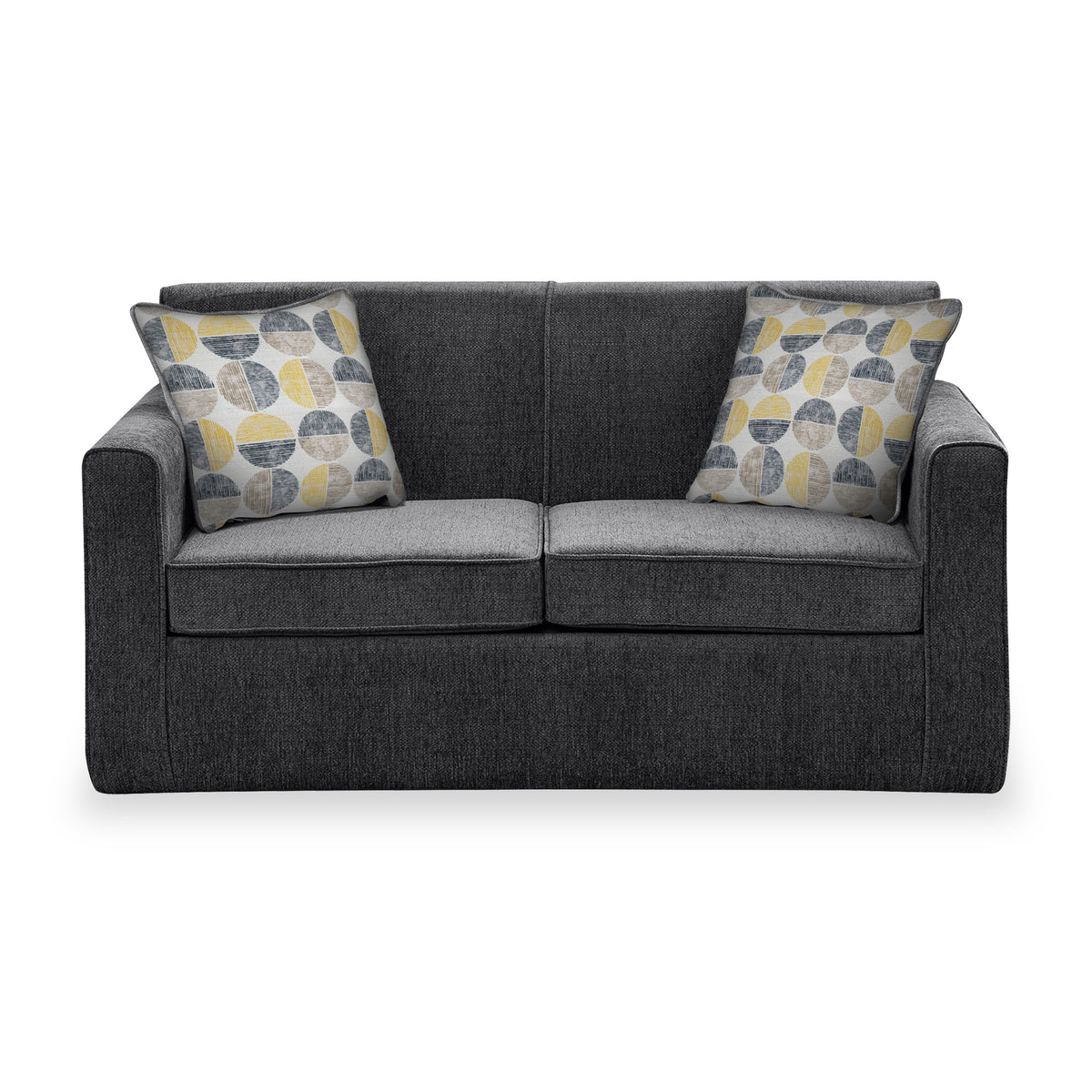 Bawtry Charcoal Faux Linen 2 Seater Sofabed with Beige Scatter Cushions from Roseland Furniture