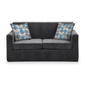 Bawtry Charcoal Faux Linen 2 Seater Sofabed with Blue Scatter Cushions from Roseland Furniture