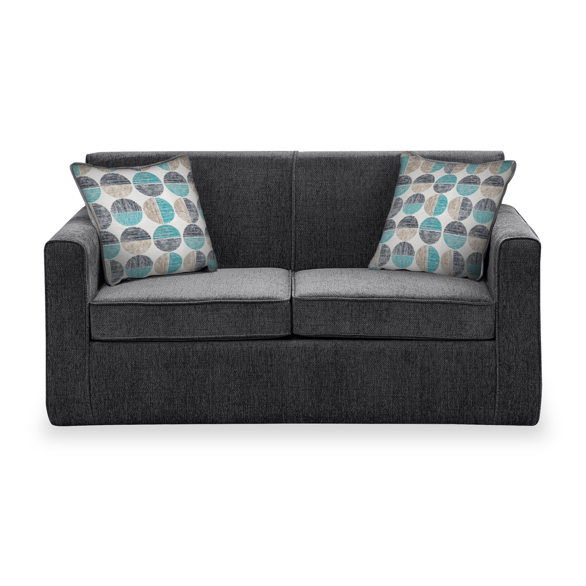 Bawtry Charcoal Faux Linen 2 Seater Sofabed with Duck Egg Scatter Cushions from Roseland Furniture