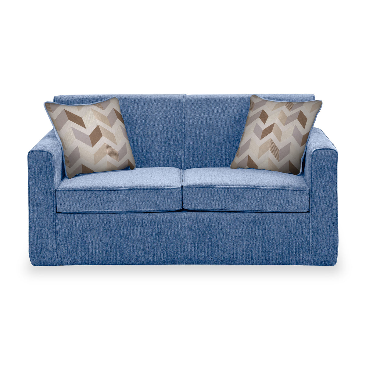 Bawtry Denim Faux Linen 2 Seater Sofabed with Oatmeal Scatter Cushions from Roseland Furniture