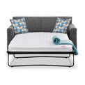 Welton Charcoal Soft Weave 2 Seater Sofa Bed with Refus Blue Cushions