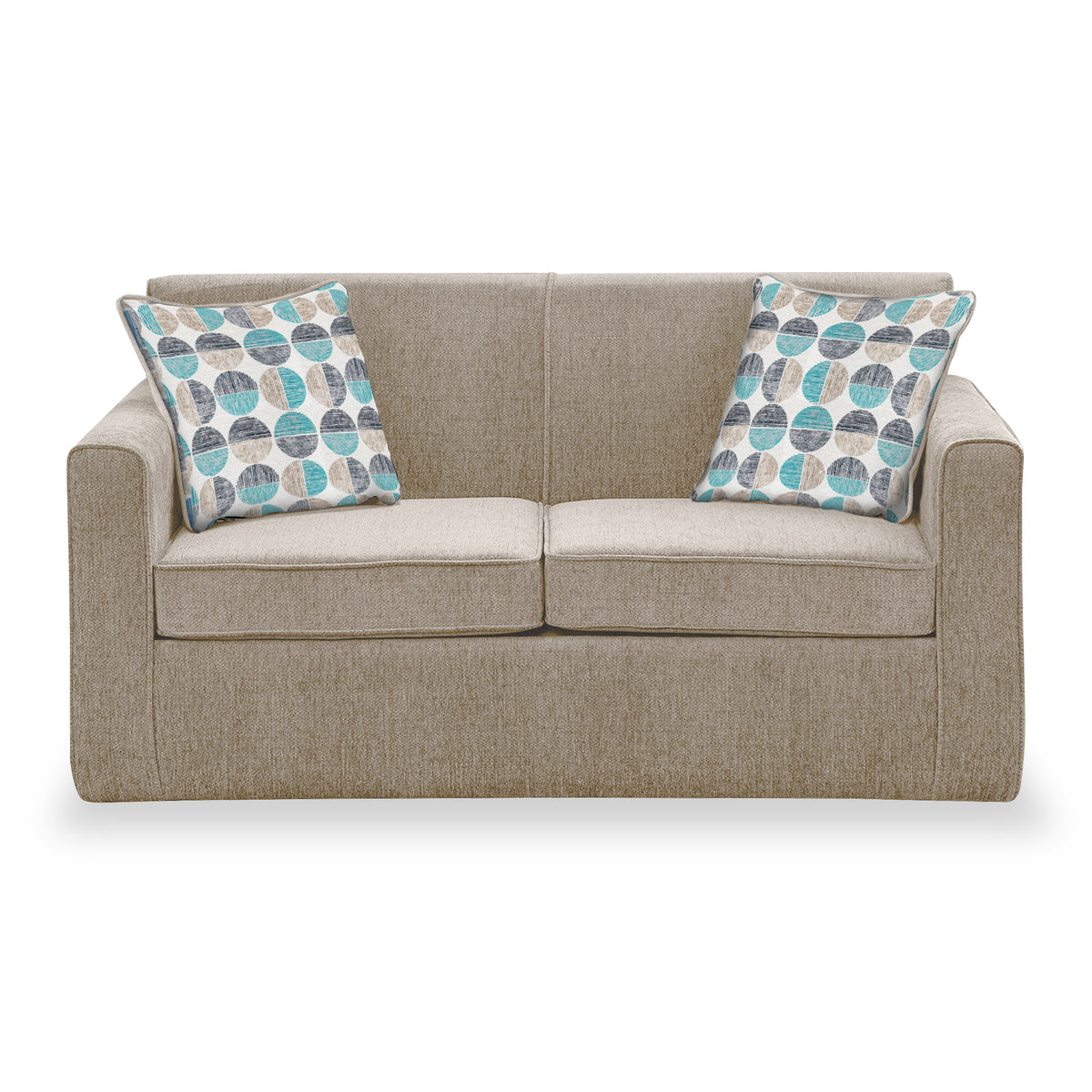Welton Fawn Soft Weave 2 Seater Sofa Bed with Refus Duck Egg Cushions