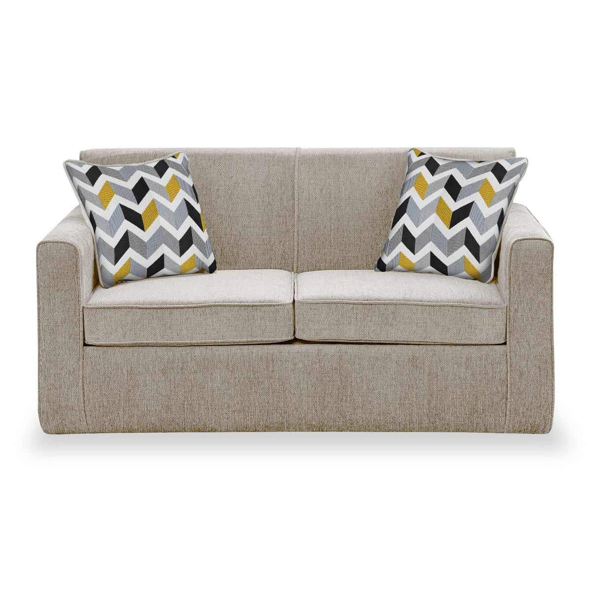 Welton Oatmeal Soft Weave 2 Seater Sofa Bed with Morelisa Mustard