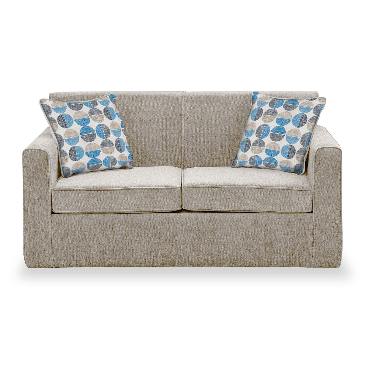 Welton Oatmeal Soft Weave 2 Seater Sofa Bed with Refus Blue