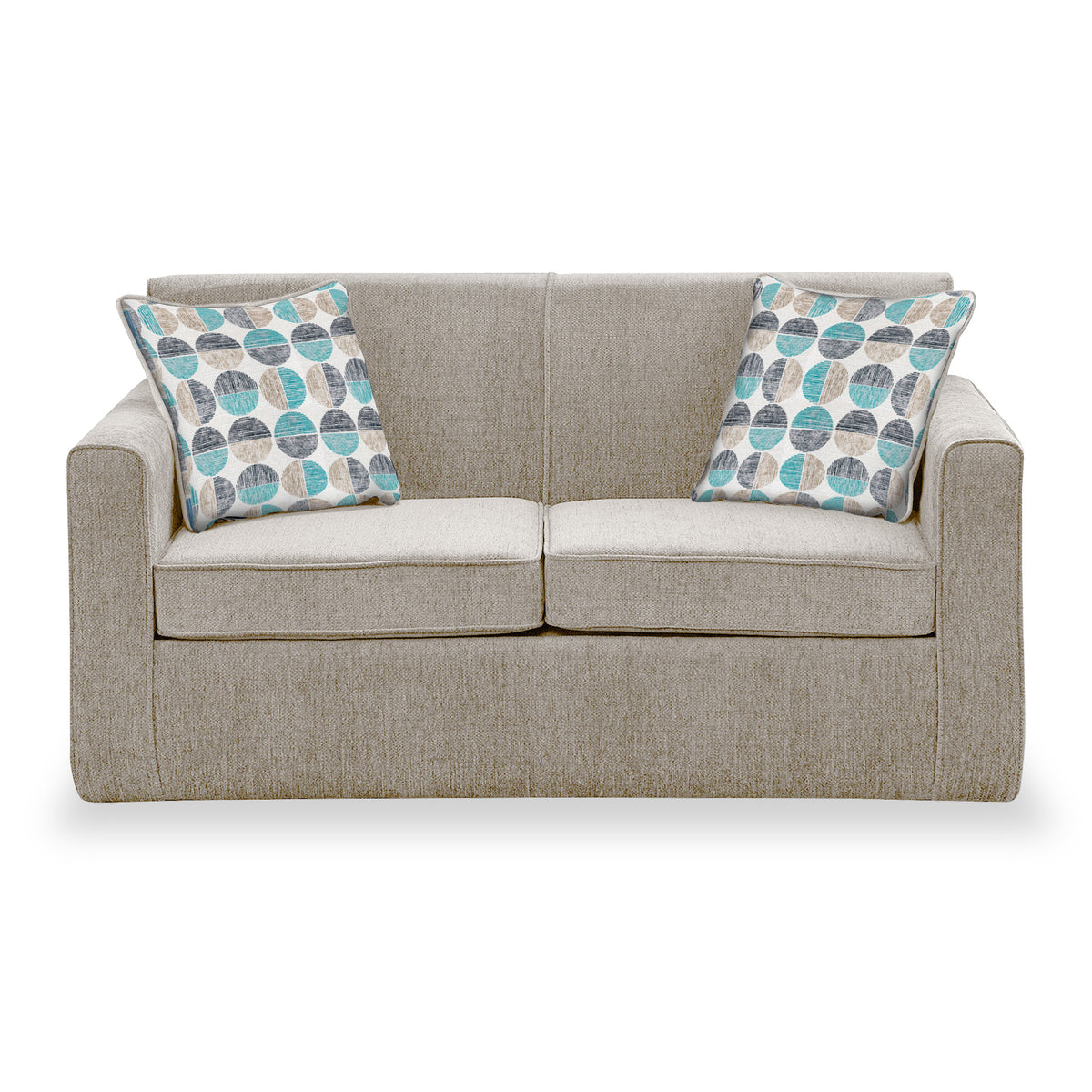 Welton Oatmeal Soft Weave 2 Seater Sofa Bed with Refus Duck Egg
