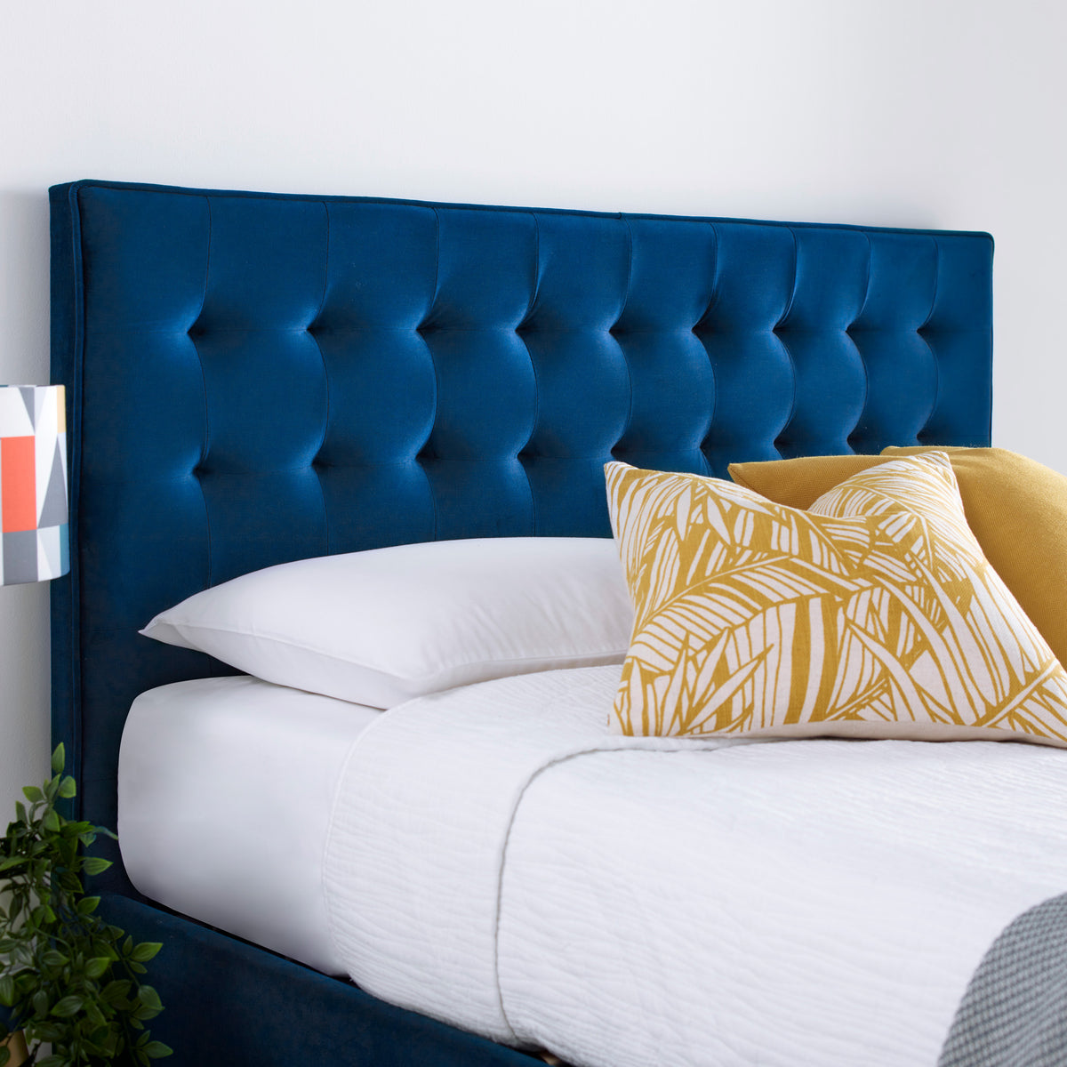 Kia Blue Velvet Ottoman Bed