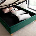 Kia Green Velvet Ottoman Bed