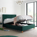 Kia Green Velvet Ottoman Bed with Storage