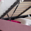 Kia Pink Velvet Ottoman Bed with gas lift
