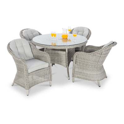 Maze Oxford 4 Seat Round Rattan Dining Set with Heritage Chairs