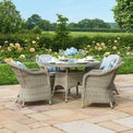 Maze Oxford 4 Seat Round Rattan Dining Set with Heritage Chairs from Roseland furniture