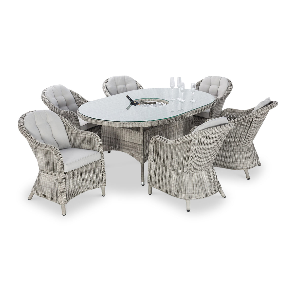 Maze Oxford 6 Seat Oval Rattan Dining Set with Lazy Susan from Roseland Furniture