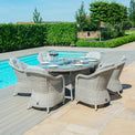 Maze Oxford 6 Seat Oval Fire Pit Rattan Dining Set