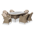 Maze Winchester 6 Seat Oval Outdoor Rattan Fire Pit Dining Set from Roseland Furniture