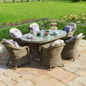 Maze Winchester 6 Seat Outdoor Oval Rattan Dining Set with Lazy Susan