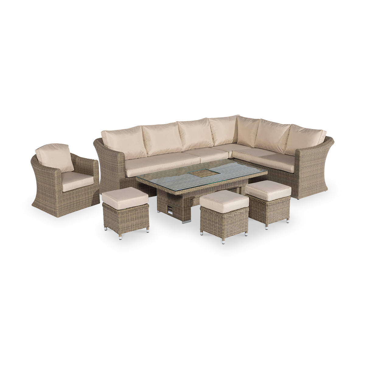 Maze Winchester Deluxe Outdoor Corner Dining Set with Rising Table & Chairs