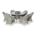 Maze Oxford 6 Seat Round Rattan Fire Pit Dining Set with Lazy Susan from Roseland Furniture