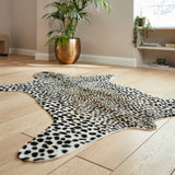 Faux Fur Cheetah Print Rug Brown White from Roseland Furniture