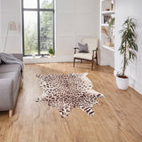 Dakar Faux Fur Leopard Print Rug Brown Beige from Roseland Furniture