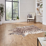 Dakar Faux Fur Leopard Print Rug Brown Beige from Roseland Furniture