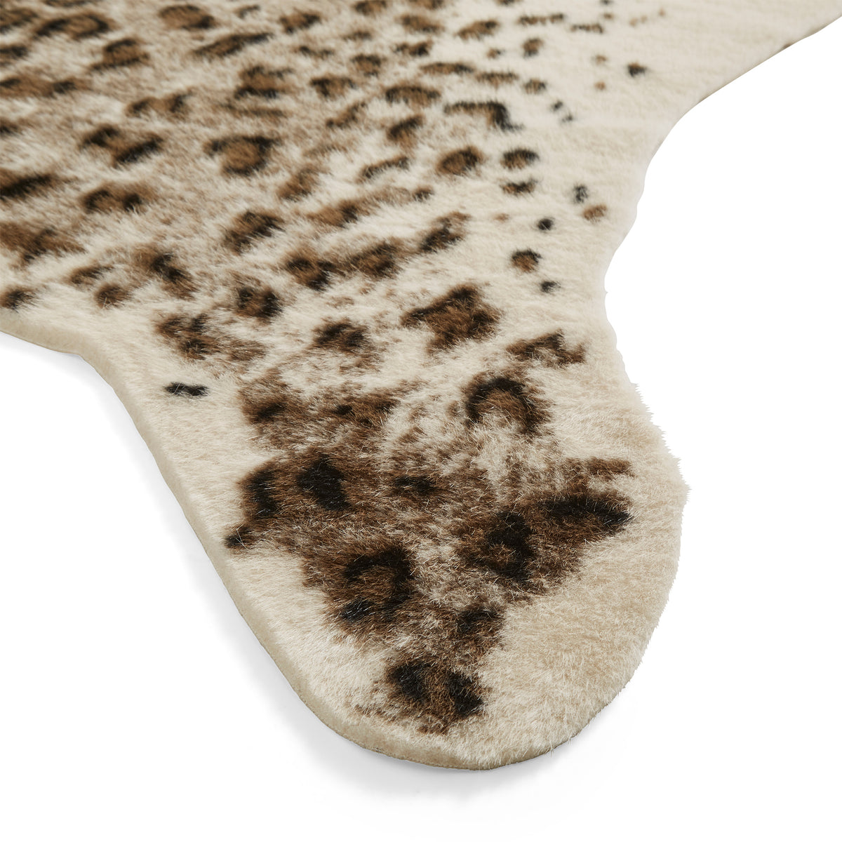 Kadune Faux Fur Leopard Print Rug Brown White from Roseland Furniture