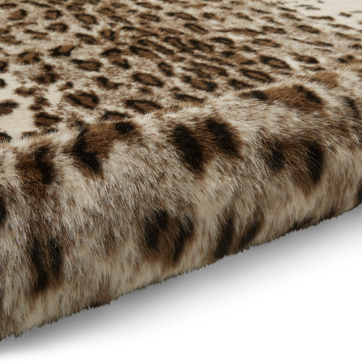 Kadune Faux Fur Leopard Print Rug Brown White from Roseland Furniture