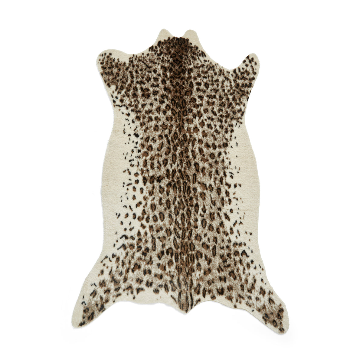Kadune Faux Fur Leopard Print Rug Brown White from Roseland Furniture