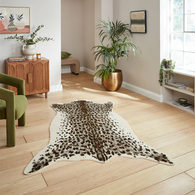 Kadune Faux Fur Leopard Print Rug