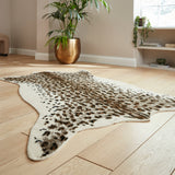 Kadune Faux Fur Leopard Print Rug Brown White from Roseland Furniture