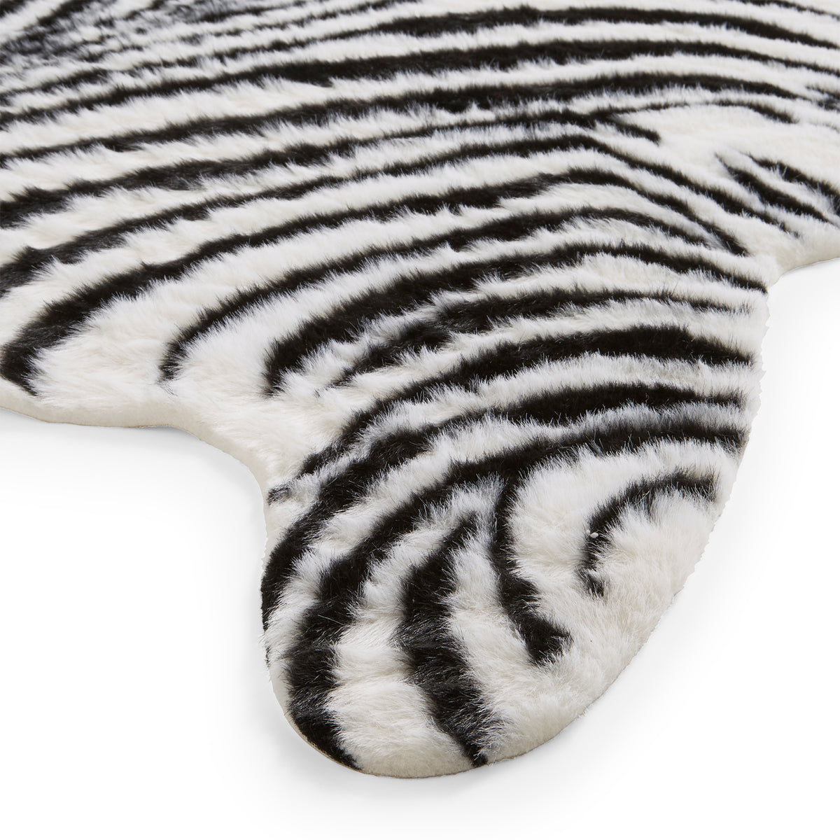 Faux Fur Zebra Print Rug Black White from Roseland Furniture