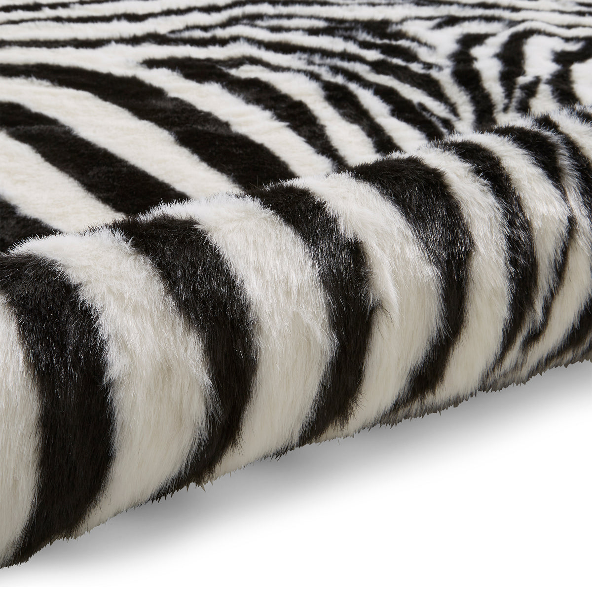 Faux Fur Zebra Print Rug Black White from Roseland Furniture