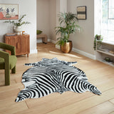 Faux Fur Zebra Print Rug Black White from Roseland Furniture