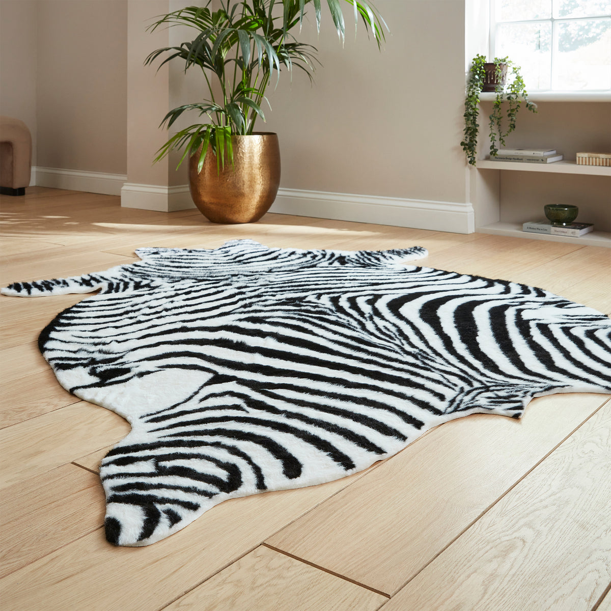 Faux Fur Zebra Print Rug Black White from Roseland Furniture