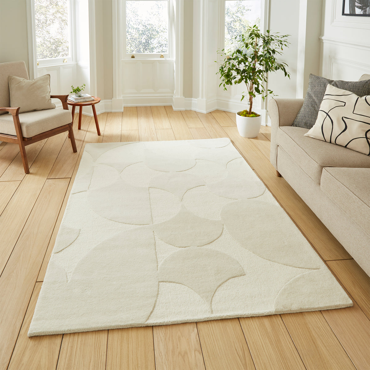 Sedra Geometric Imprinted Rug Ivory from Roseland Furniture