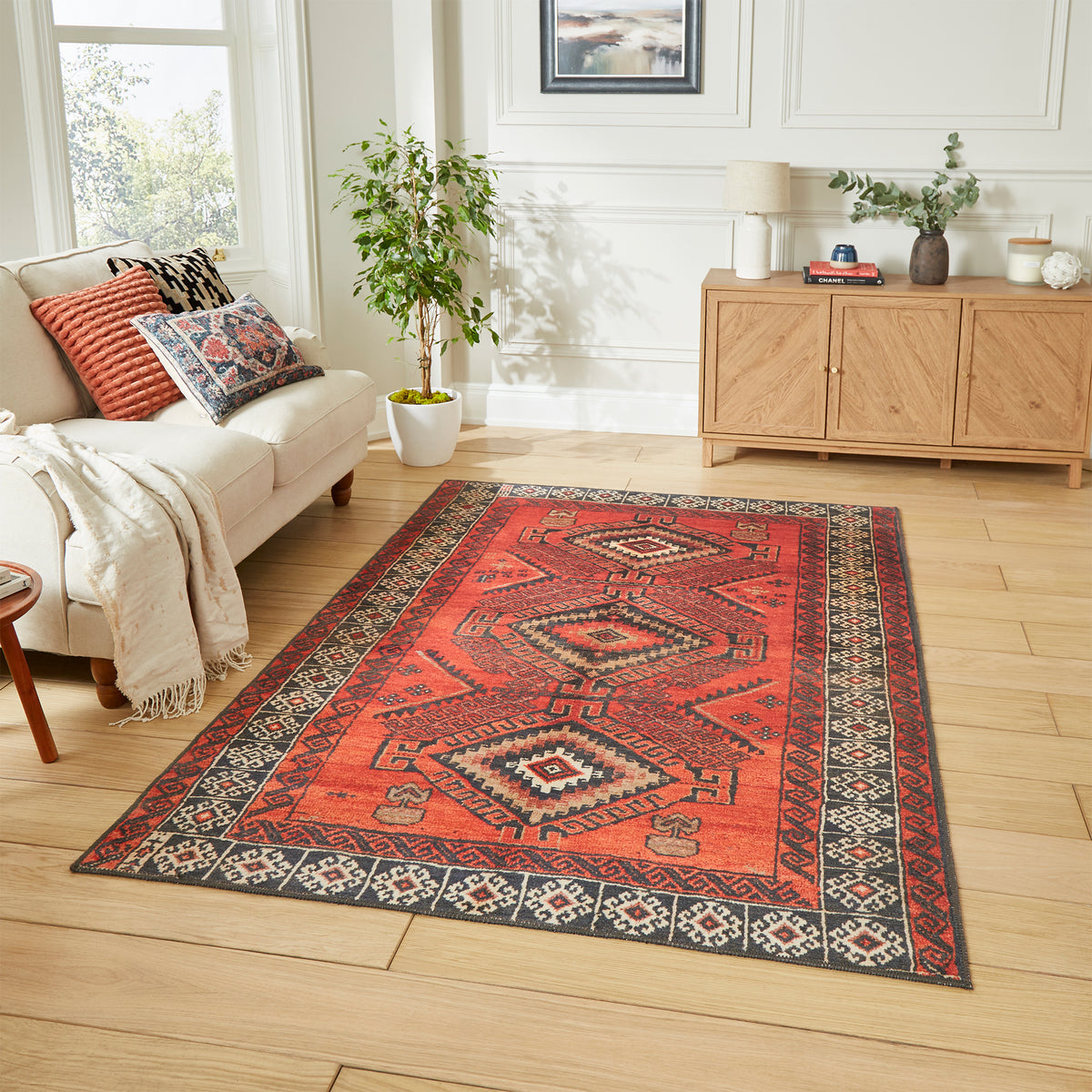Birchall Washable Tribal Design Rug Red from Roseland Furniture